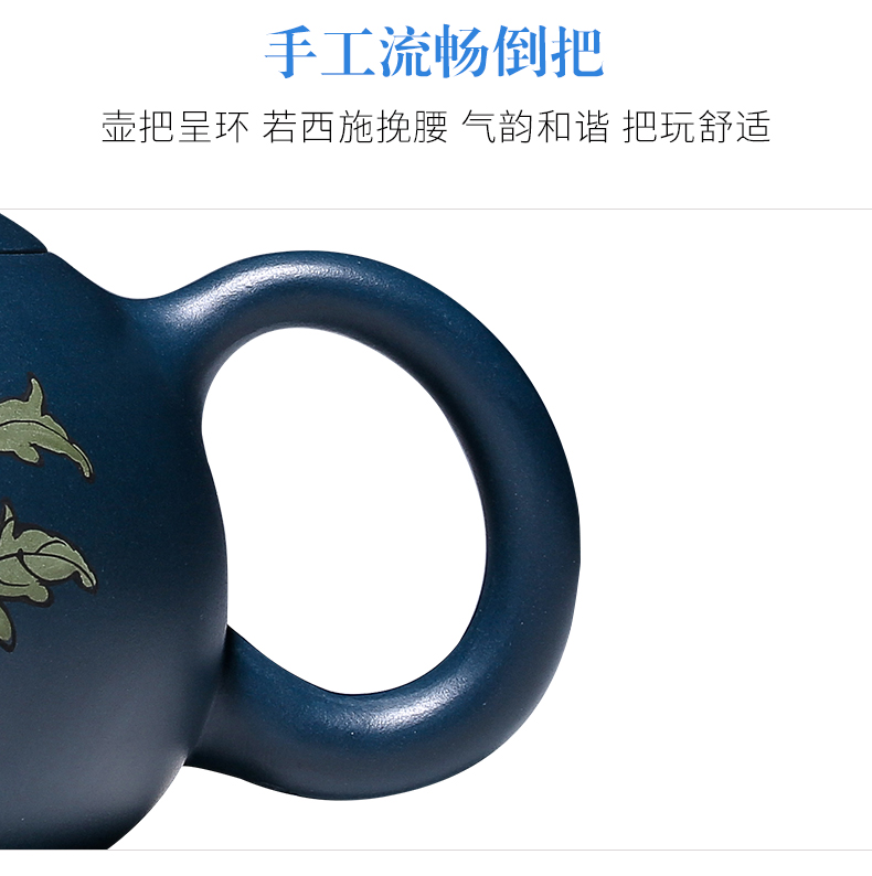 純手工紫砂壺，小巧琺瑯印花紫砂壺